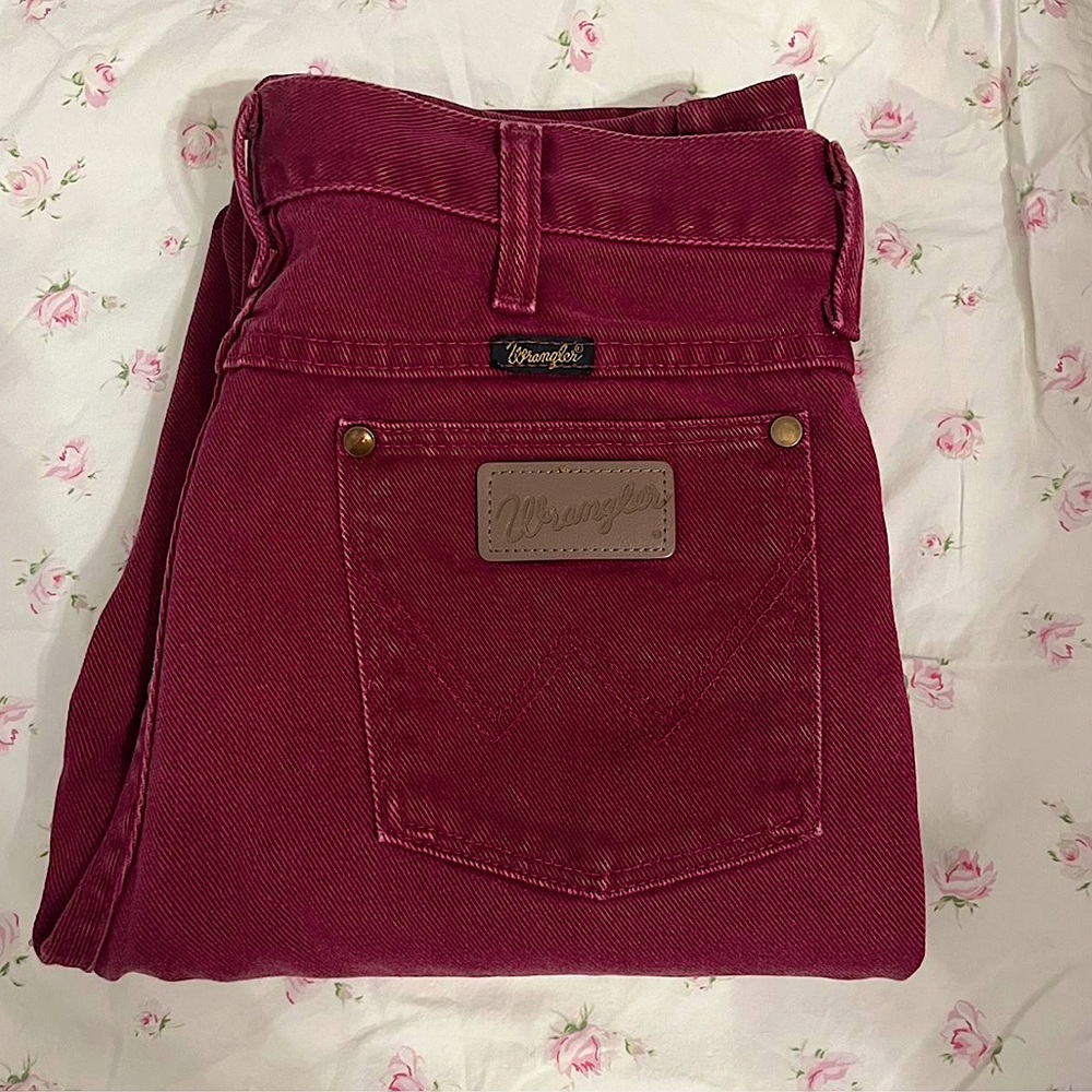 Vintage High Waisted Burgundy Red Wrangler Jeans Size 31 x 36
